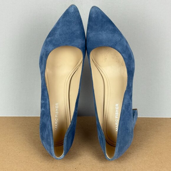 Marc Fisher Viviene Suede Pumps Womens 8.5 Dusty Blue Heels Comfort - Picture 9 of 10
